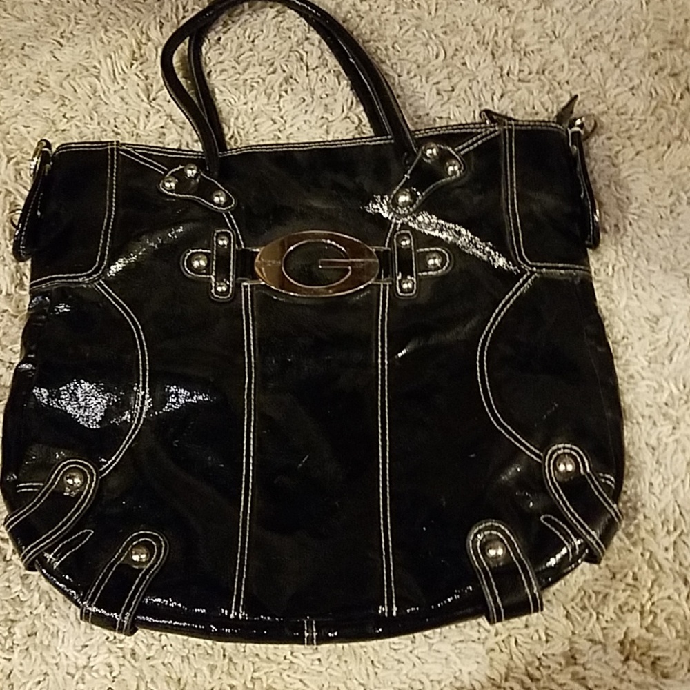 Guess black patent leather bag